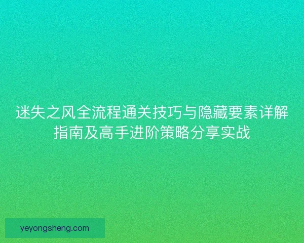 迷失之风全流程通关技巧与隐藏要素详解指南及高手进阶策略分享实战