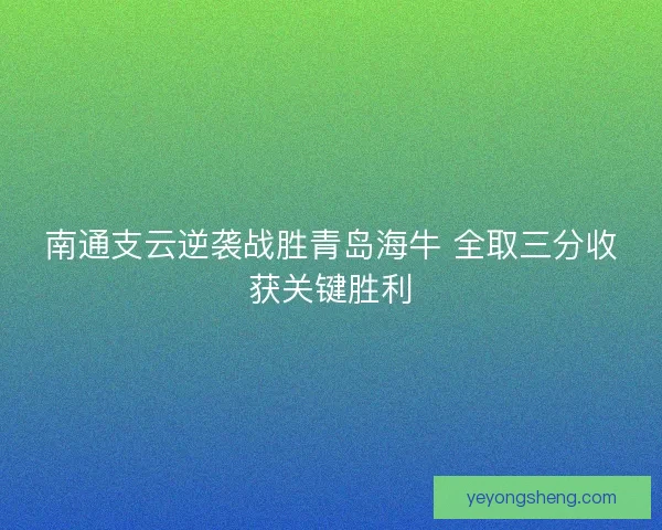 南通支云逆袭战胜青岛海牛 全取三分收获关键胜利