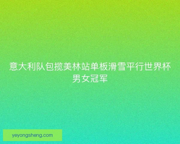 意大利队包揽美林站单板滑雪平行世界杯男女冠军
