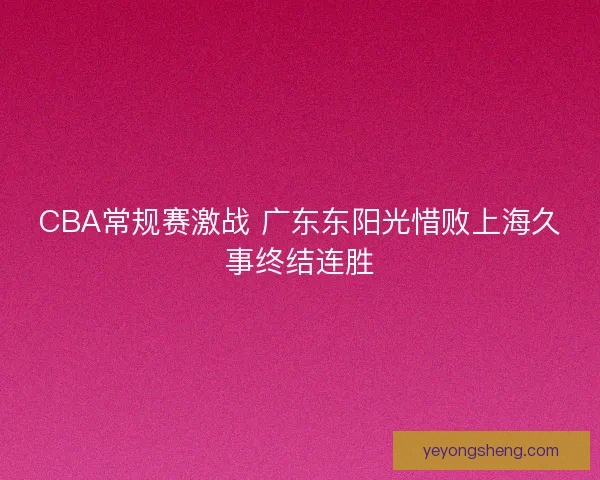 CBA常规赛激战 广东东阳光惜败上海久事终结连胜