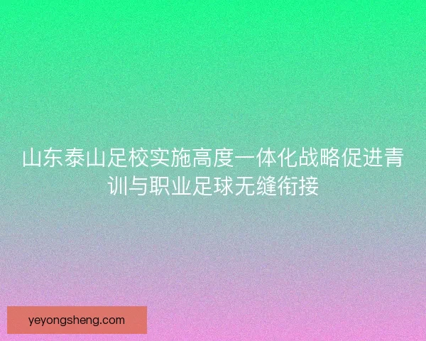 山东泰山足校实施高度一体化战略促进青训与职业足球无缝衔接